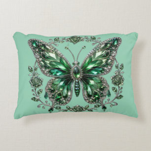 Coussins Décoratifs Papillon Cristal Vert Cadre Floral