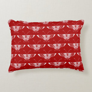 Coussins Décoratifs Papillon déco stylisé - rouge foncé et blanc