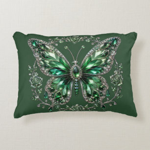 Coussins Décoratifs Papillon en cristal vert Cadre floral
