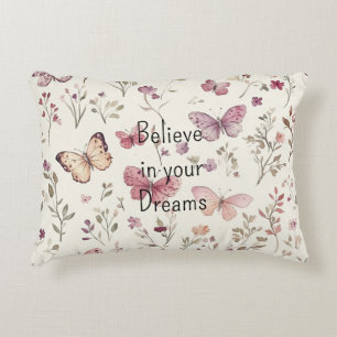 Coussins Décoratifs Papillons de crème violette Floral Croire Dreams