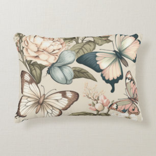 Coussins Décoratifs Papillons et fleurs pastel