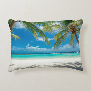 Coussins Décoratifs Paradis de plage aux palmiers aqua océan