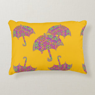 Coussins Décoratifs Parapluies Jaunes sous la Pluie