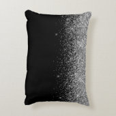 Coussins Décoratifs Parties scintillant noire argent Monogramme Nom de (Dos(Vertical))