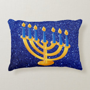 Coussins Décoratifs Parties scintillantes bleues de Faux de Menorah