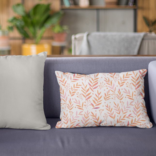 Coussins Décoratifs Pastel aquarelle branches orange et rose (Créateur téléchargé)