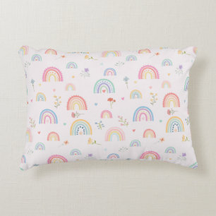 Coussins Décoratifs Pastel Rainbows Girly Fleurs sauvages & Coeurs