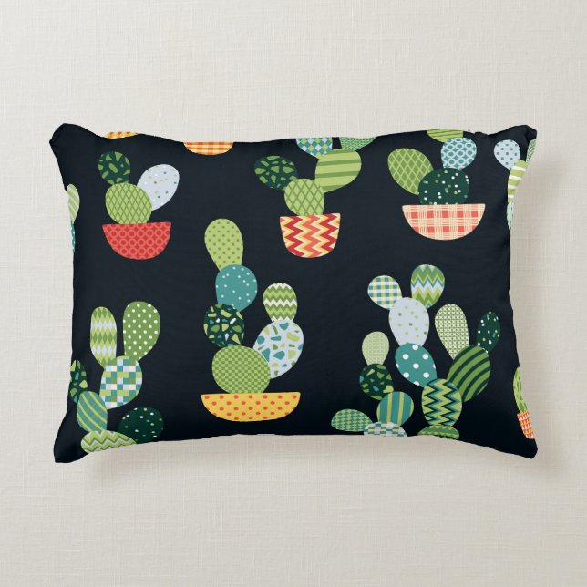 Coussins Décoratifs Patchwork Cactus Plantes Motif sans couture (Devant)