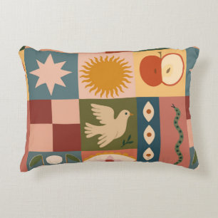 Coussins Décoratifs Patchwork céleste bohémien avec symboles mystiques