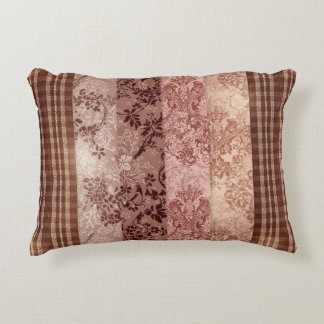 Coussins Décoratifs Patchwork rustique à carreaux et damassé floral