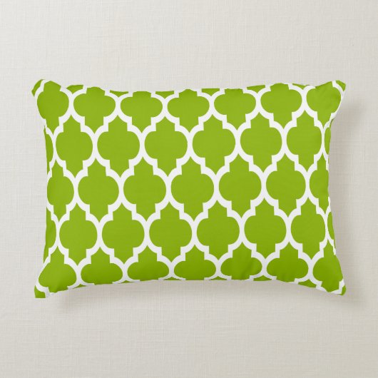 Coussins Décoratifs Pattern Apple Green White Moroccan Quatrefoil (Devant)