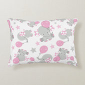Coussins Décoratifs Pattern of Elephants, Cute Elephants - Pink Gray (Devant)