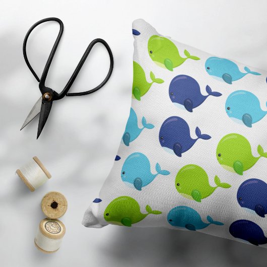 Coussins Décoratifs Pattern of Whales, Cute Whales, Sea Animals