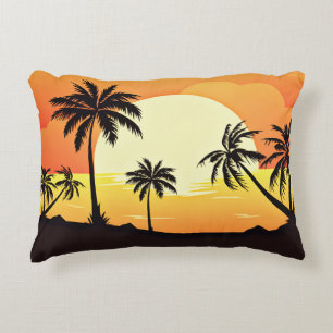 Coussins Décoratifs Paysage au coucher du soleil avec palmiers