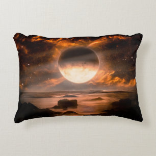 Coussins Décoratifs Paysage en imaginaire planète alien avec lune flam