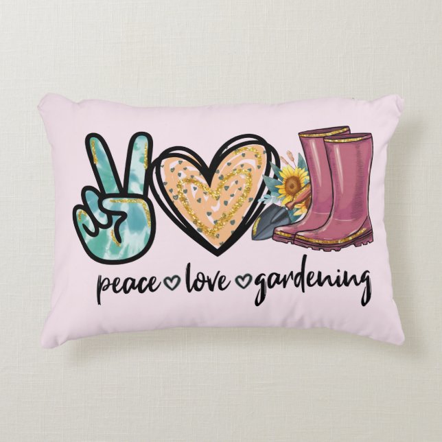 Coussins Décoratifs Peace Love Gardening (Devant)