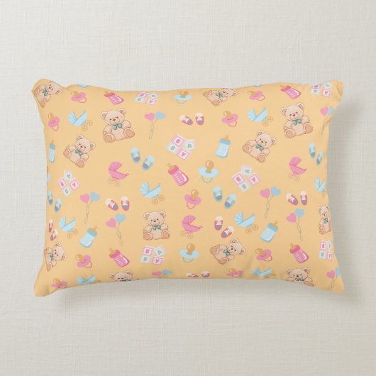 Coussins Décoratifs Peach teddy nursey pillow (Devant)