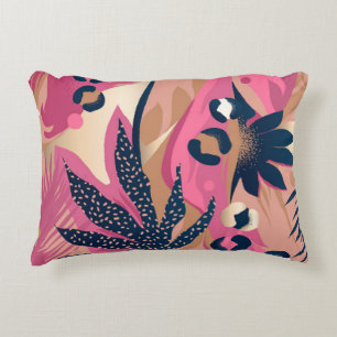 Coussins Décoratifs Peau Léopard Moderne, Flore Exotique.