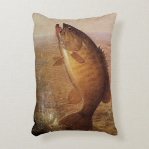 Coussins Décoratifs Pêche à l'ancienne, Achigan à petite bouche bondis