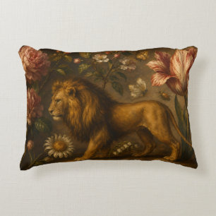 Coussins Décoratifs Peinture à l'huile vintage de lion et jardin botan