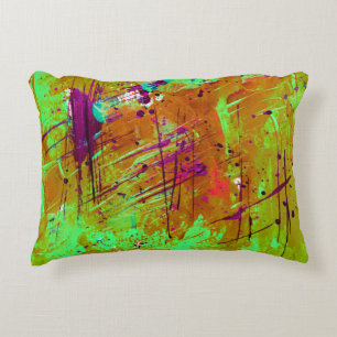 Coussins Décoratifs Peinture Abstraite couleur néon vert