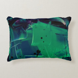 COUSSINS DÉCORATIFS PEINTURE ABSTRAITE VERTE ET BLEUE