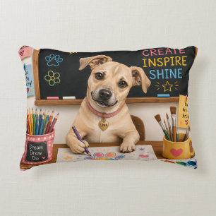 Coussins Décoratifs Peinture aquarelle d'un chien d'école mignon
