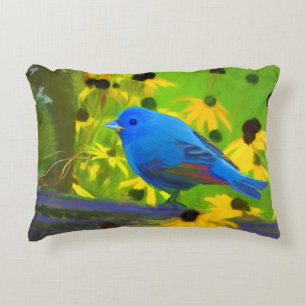 Coussins Décoratifs Peinture de Bunting Indigo - Art original pour ois