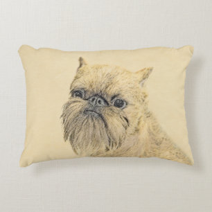 Coussins Décoratifs Peinture de Griffon Bruxellois - Art Original Mign