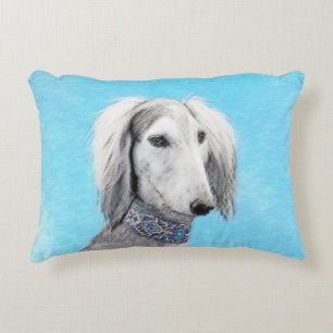 Coussins Décoratifs Peinture de Saluki (Argent) - Joli art original de