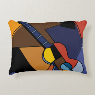 Coussins Décoratifs Peinture de surréalisme de guitare cubiste.