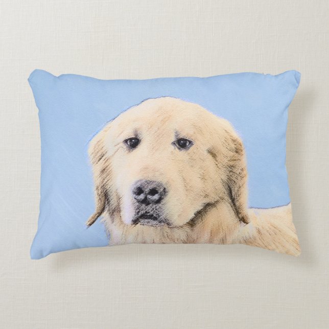 Coussins Décoratifs Peinture Golden Retriever - Joli art original chie (Devant)