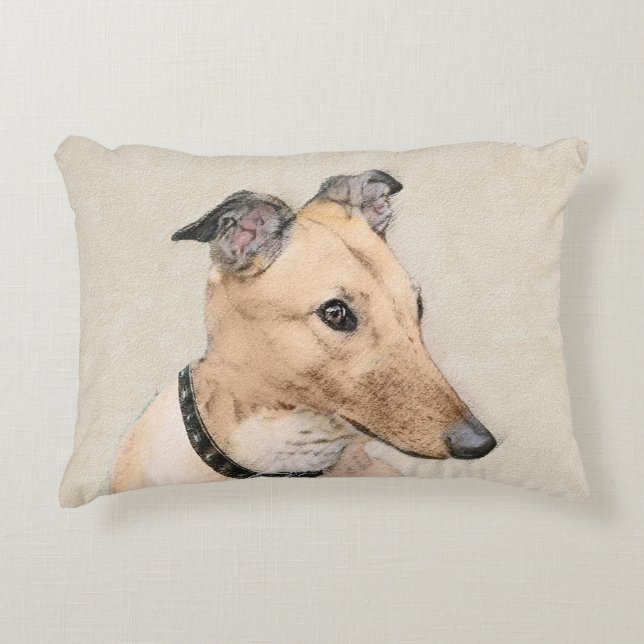 Coussins Décoratifs Peinture Greyhound - Cute Original Chien Art (Devant)