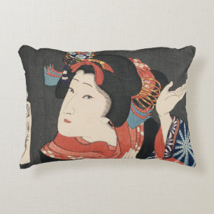 Coussins Décoratifs Peinture Vintage japonaise colorée