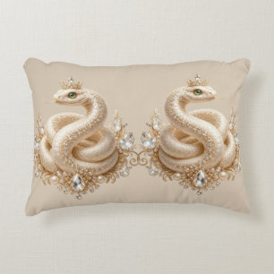 Coussins Décoratifs Pendentif Couronne de Serpent en Cristal Beige Art
