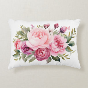 Coussins Décoratifs Peonies roses Fleurs florales Aquarelle Élégante
