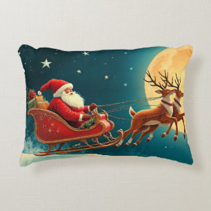 Coussins Décoratifs Père Noël dans son traîneau la veille de Noël