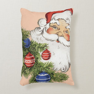 Coussins Décoratifs Père Noël de Noël vintage avec ornements d'arbre