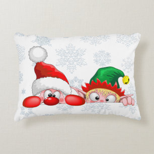Coussins Décoratifs Père Noël et Elfe Mignon et drôle de dessin animé