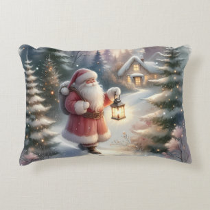 Coussins Décoratifs Père Noël Lantern Walk Winter Cottage Scène