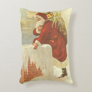 Coussins Décoratifs Père Noël victorien de Noël vintage dans une chemi