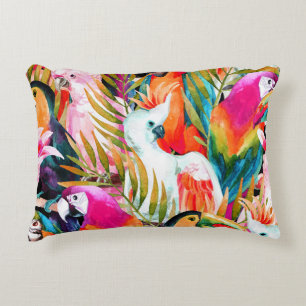 Coussins Décoratifs Perroquets d'aquarelle : Motif Tropical