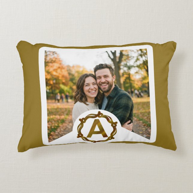 Coussins Décoratifs Personalized Artisan Monogram A | Wood Frame (Devant)