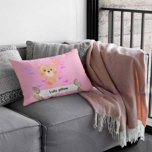 Coussins Décoratifs Personalized Cute Bear & Balloon Accent Pillow | C