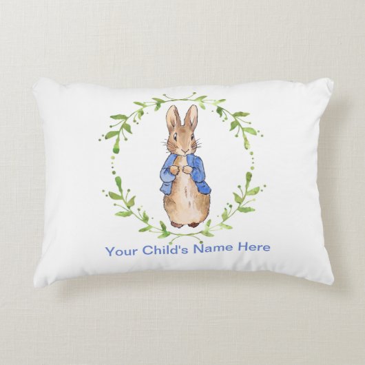Coussins Décoratifs Personnaliser Pierre le Lapin avec le nom de l'enf (Devant)