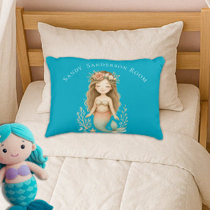 Coussins Décoratifs Personnalisez Boho Girl Sirène Bleu sarcelle Rond