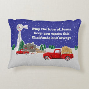 Coussins Décoratifs Petit Camion rouge de Noël avec cabine et moulin à