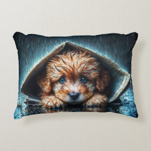 Coussins Décoratifs Petit chien mignon dans la pluie jour avec les yeu