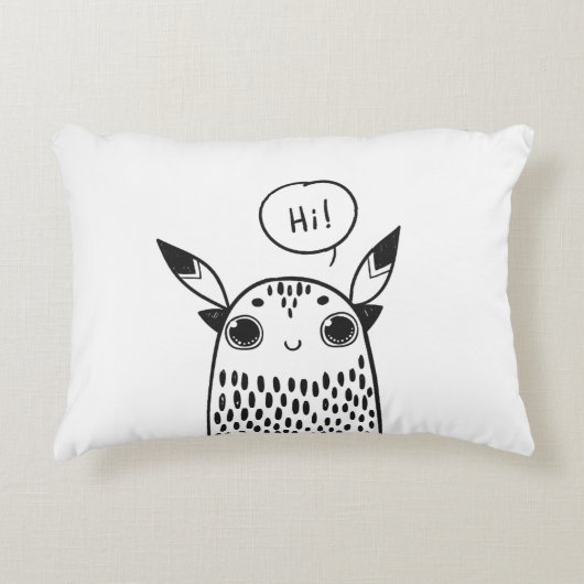 Coussins Décoratifs Petit Monstre noir et blanc (Devant)