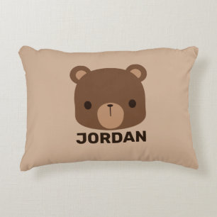 Coussins Décoratifs Petit ours Brown mignon avec nom personnalisé Acce